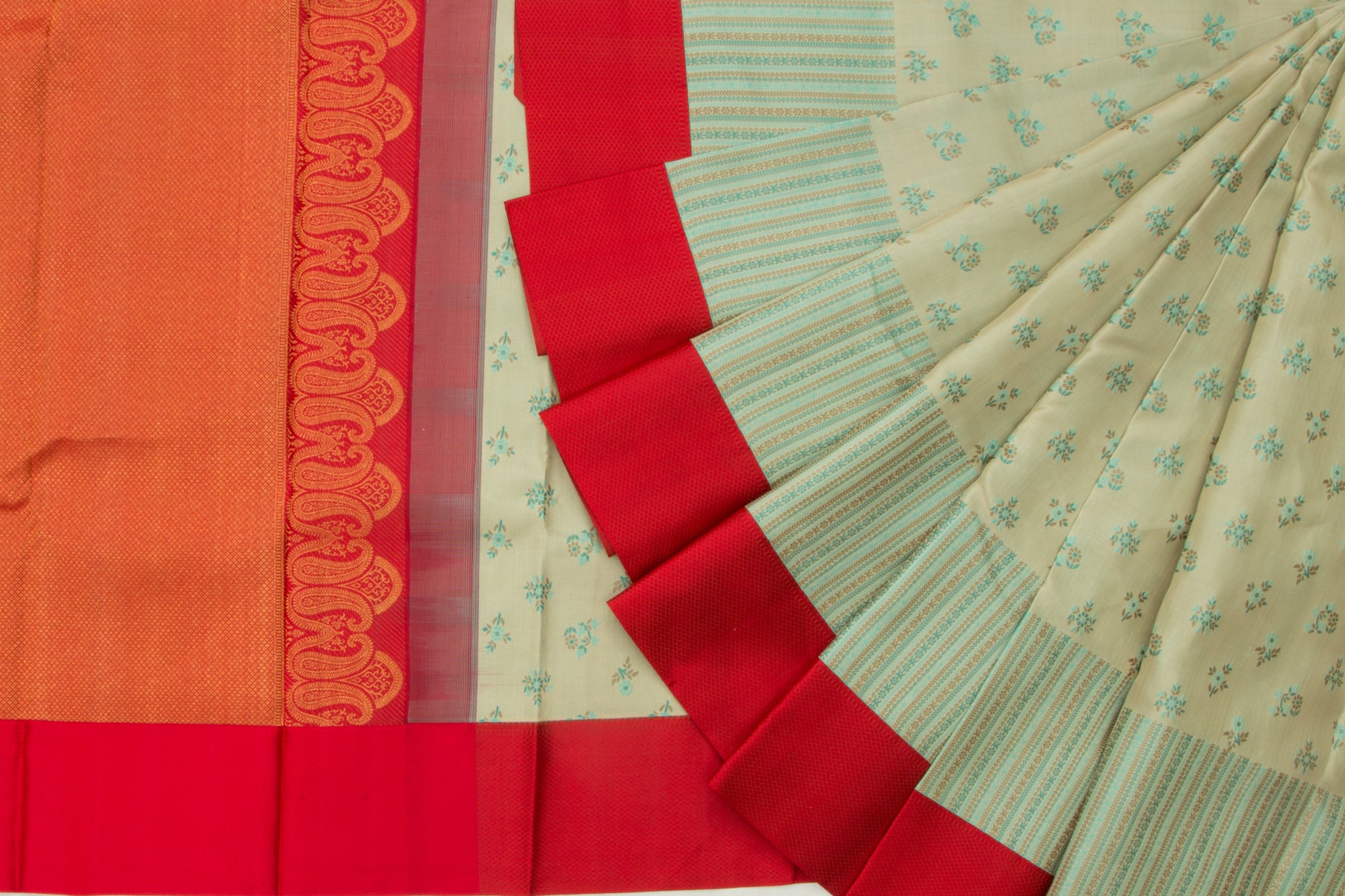Kanchipuram Silk Jacquard Butta Pastel Green Saree