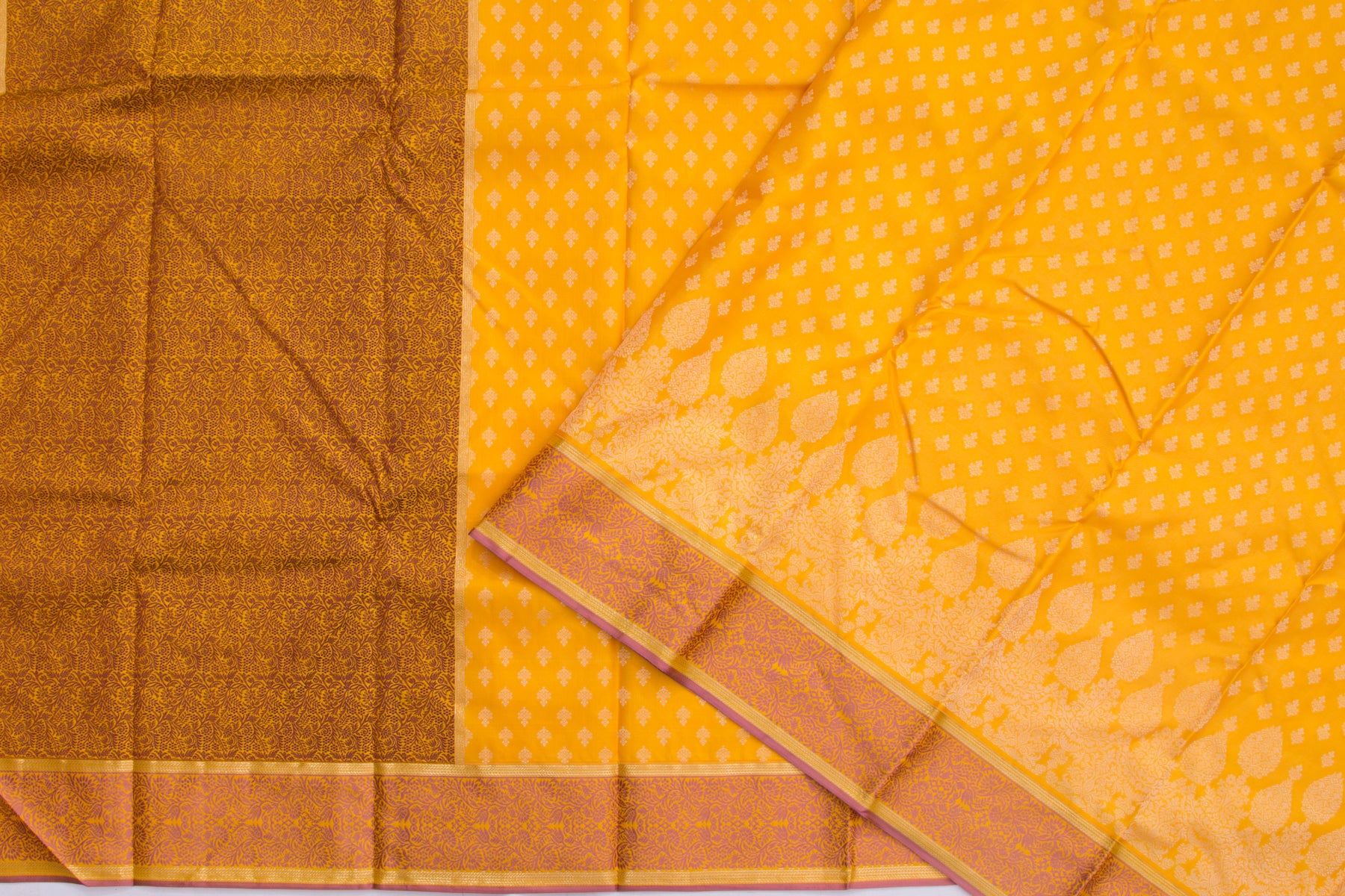 Kanchipuram Silk Jacquard Yellow Sraee