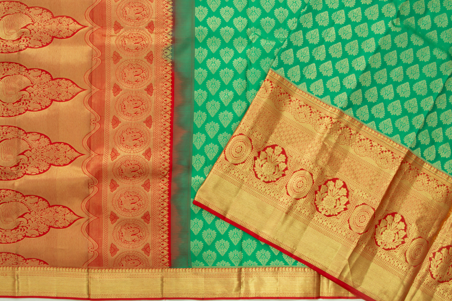 Kanchipuram Silk Brocade Sea Green Saree/5077117_2.jpg