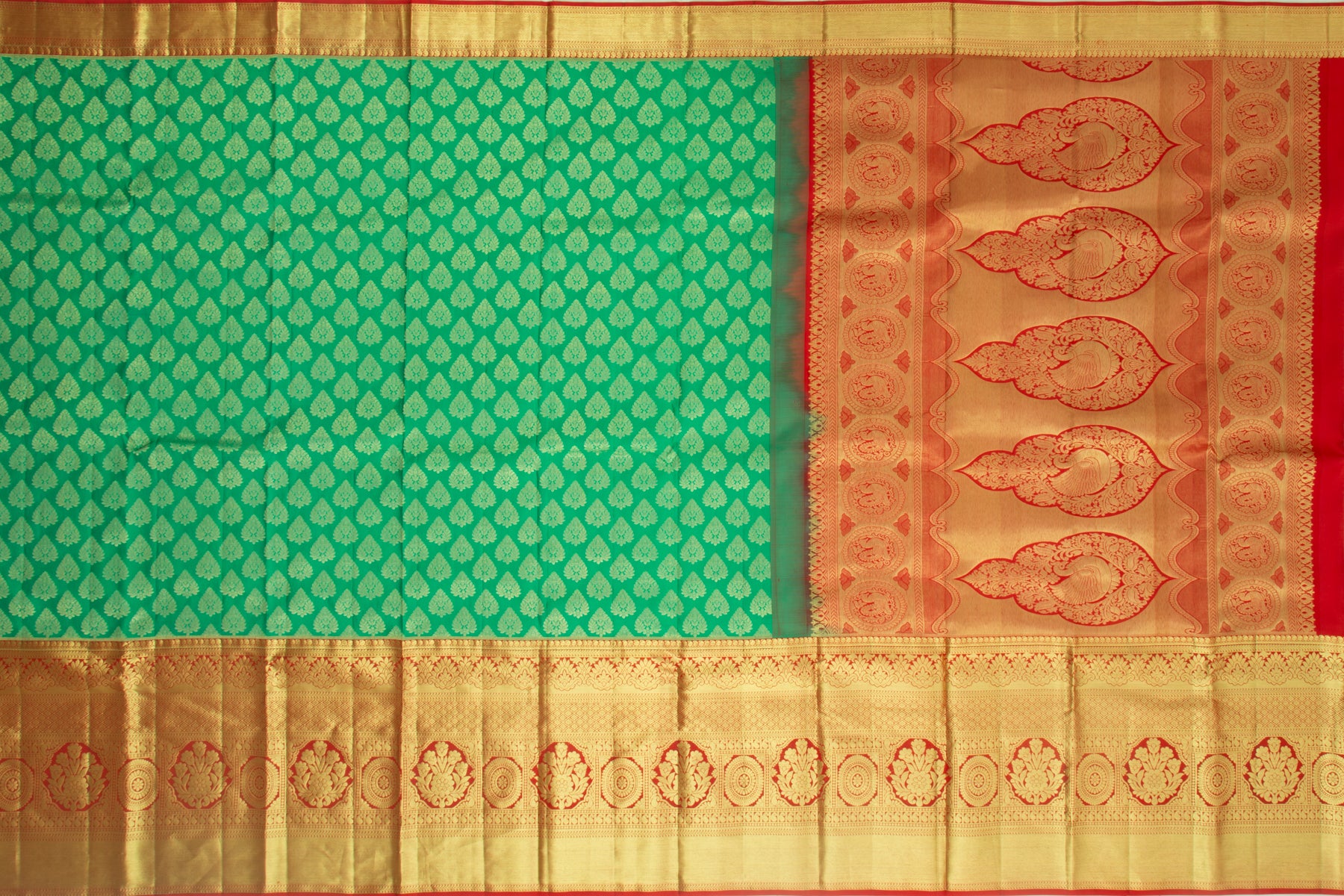 Kanchipuram Silk Brocade Sea Green Saree