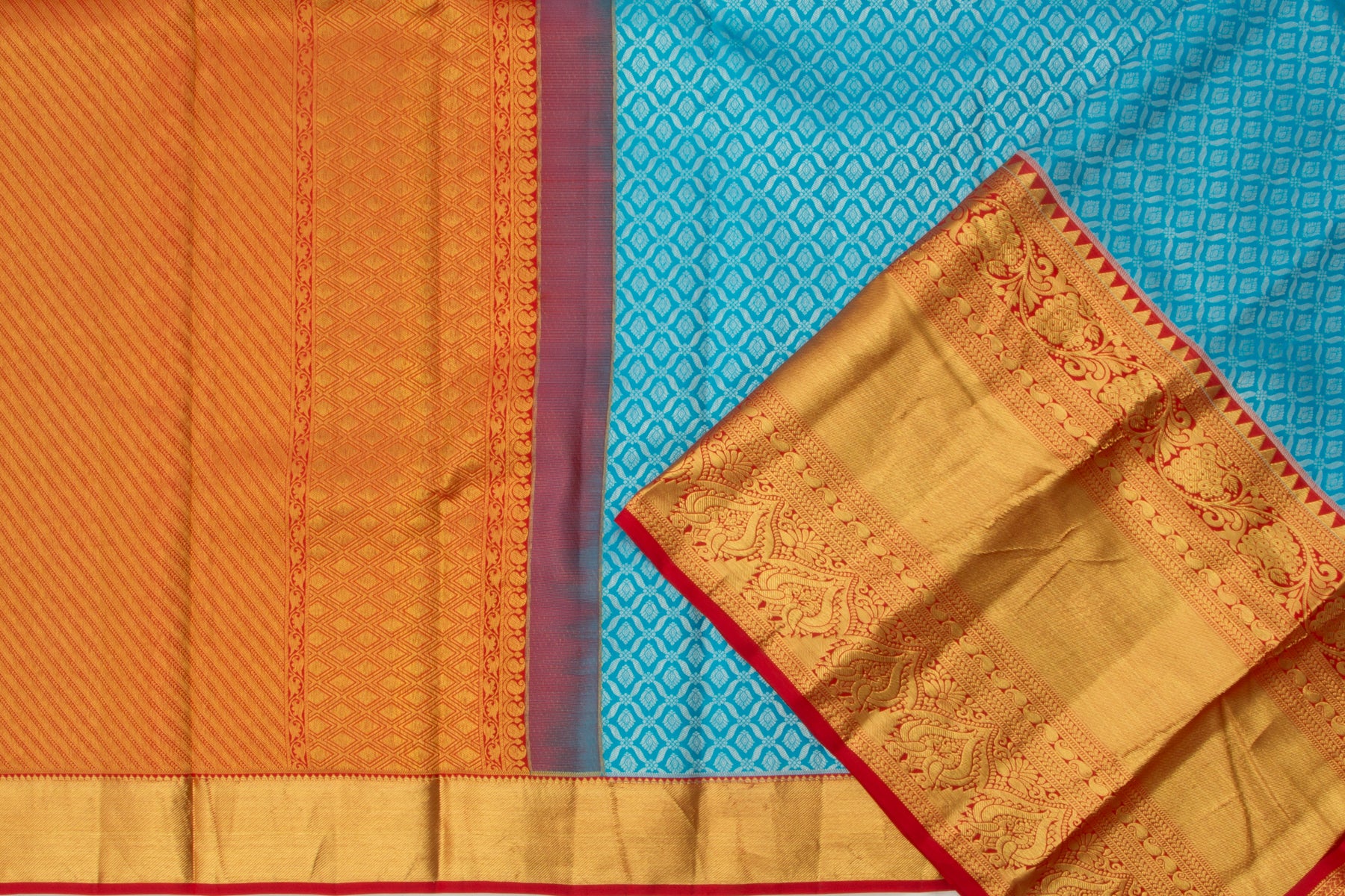 Taranga Kanchi Silk Brocade Aqua Blue Saree