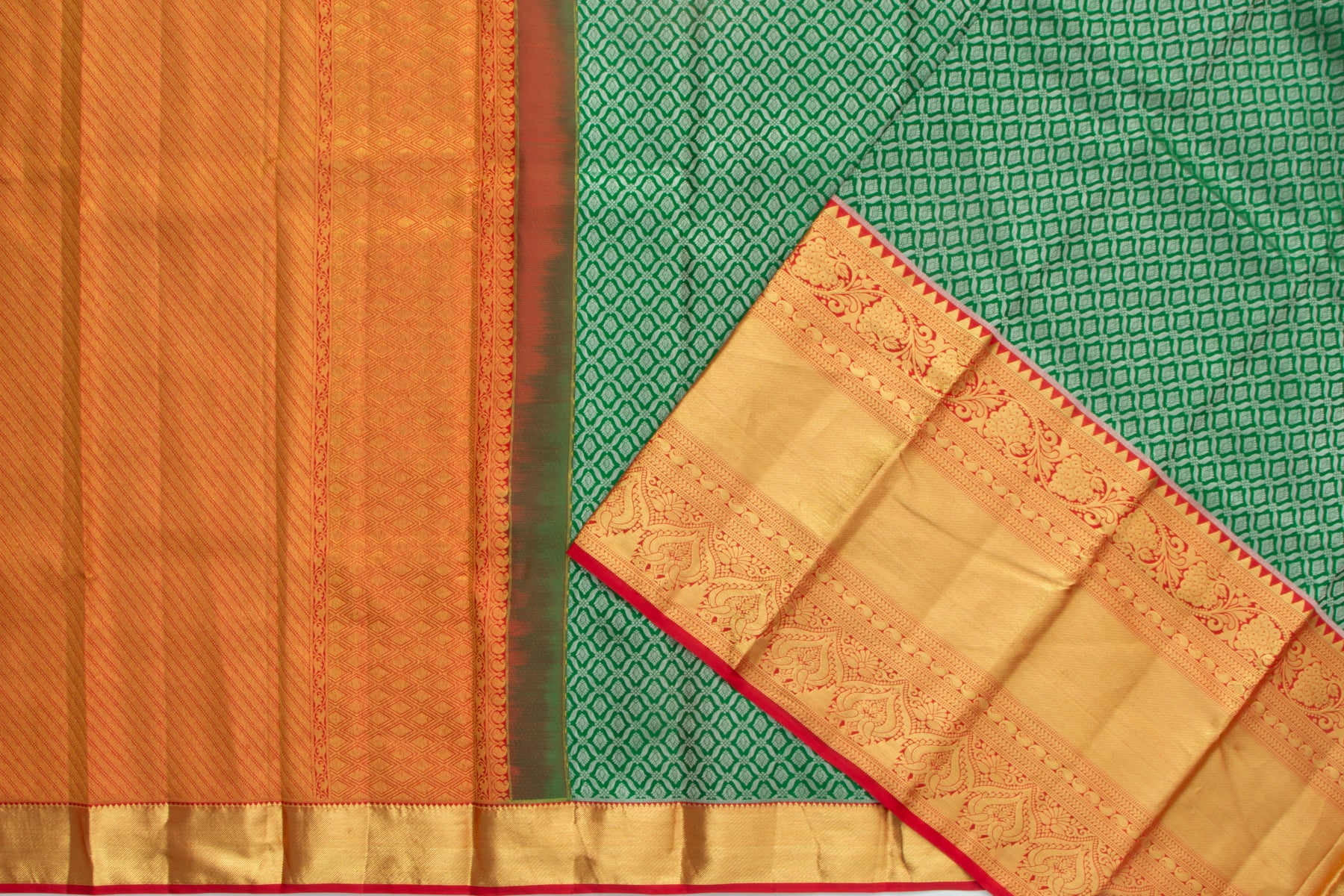 Taranga Kanchi Silk Brocade Bottle Green Saree