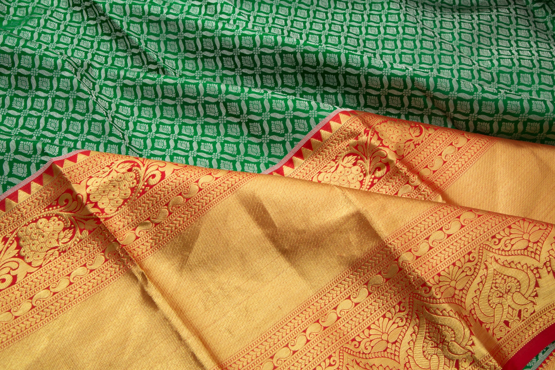 Taranga Kanchi Silk Brocade Bottle Green Saree