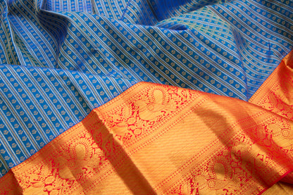 Kanchipuram Silk Brocade Blue Saree