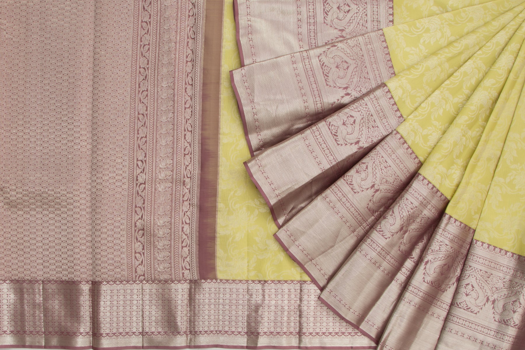 Kanchipuram Silk Jaal Pastel Green Saree