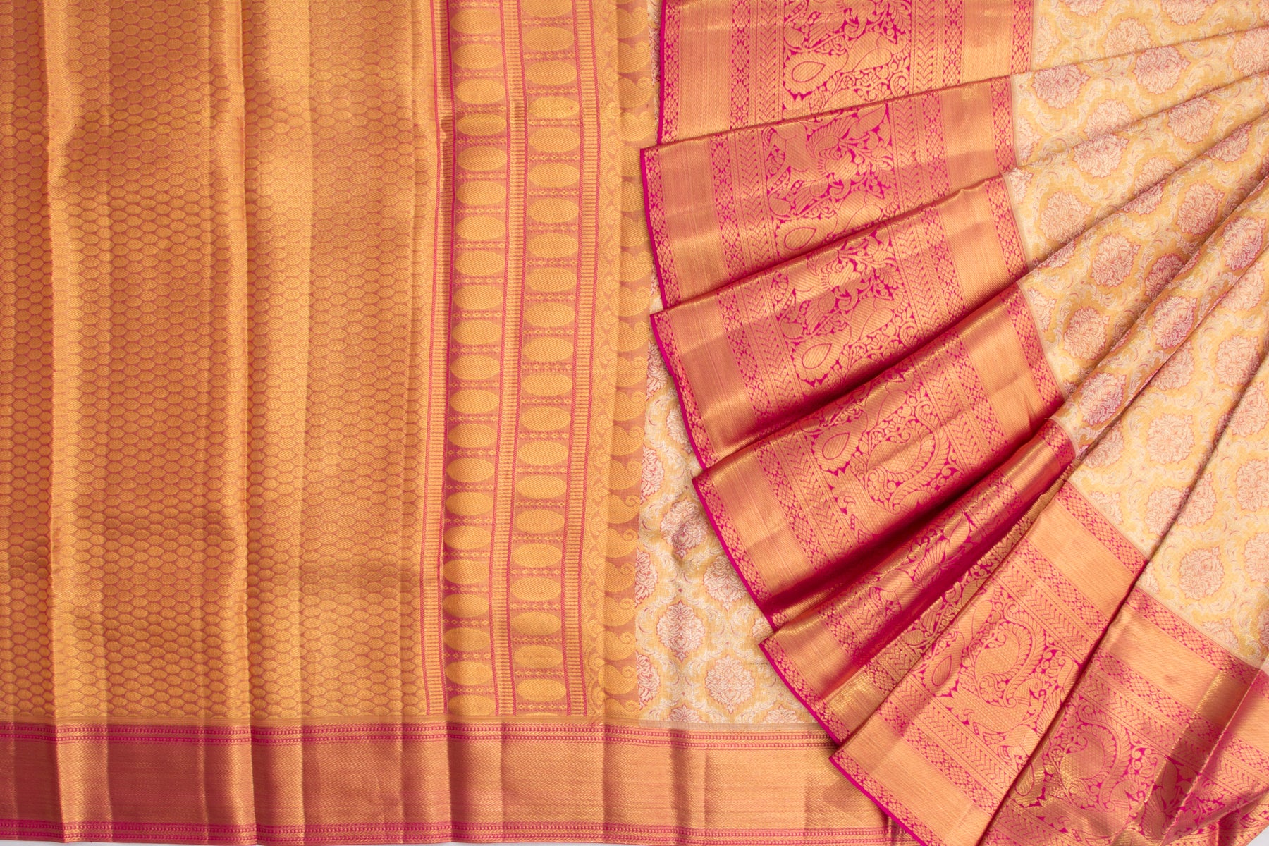 Kanchipuram Silk Tissue Brocade Gold Saree