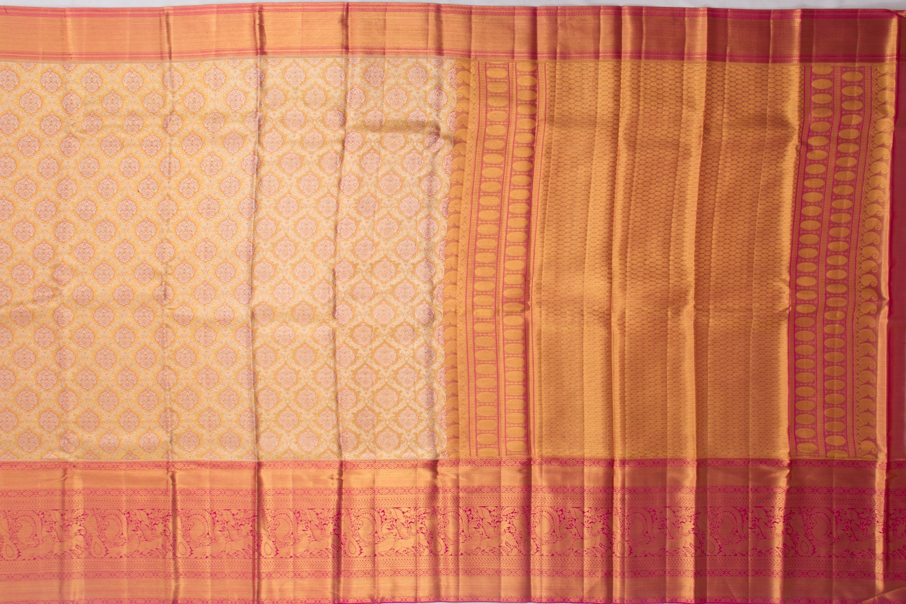 Kanchipuram Silk Tissue Brocade Gold Saree