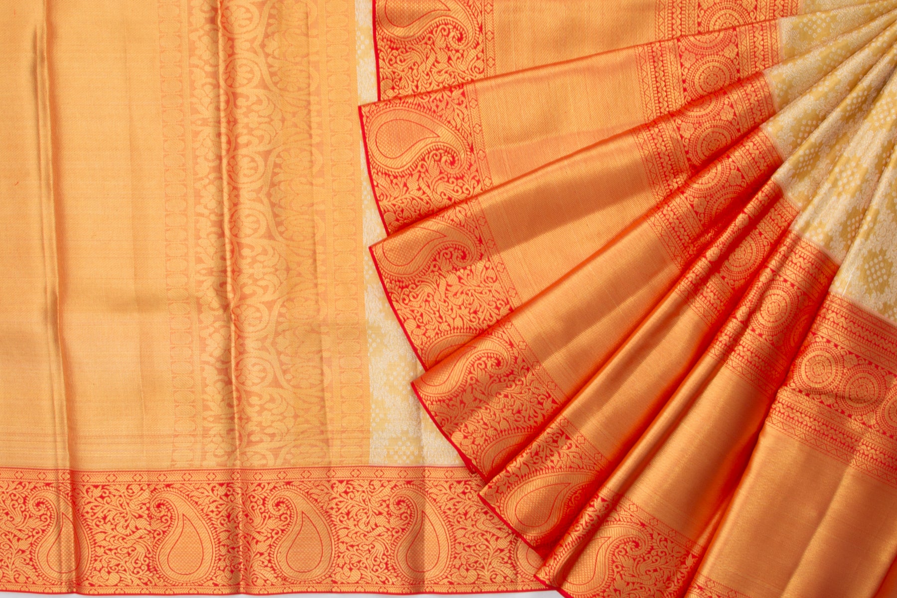 Kanchipuram Silk Tissue Jaal Gold Saree