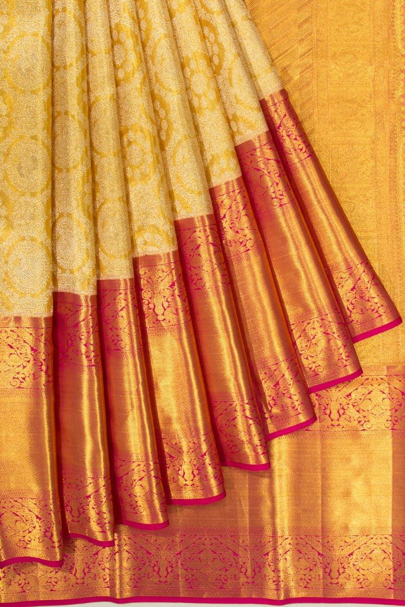 Kanchipuram Silk Tissue Brocade Gold Saree