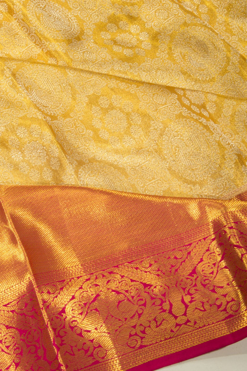 Kanchipuram Silk Tissue Brocade Gold Saree