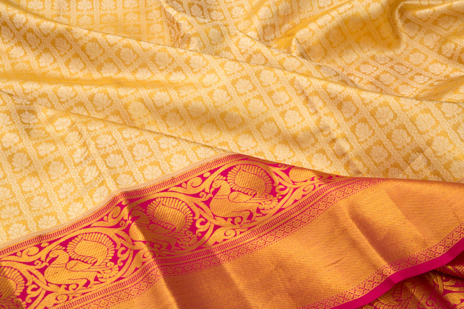 Kanchipuram Silk Tissue Checks And Butta Gold Saree