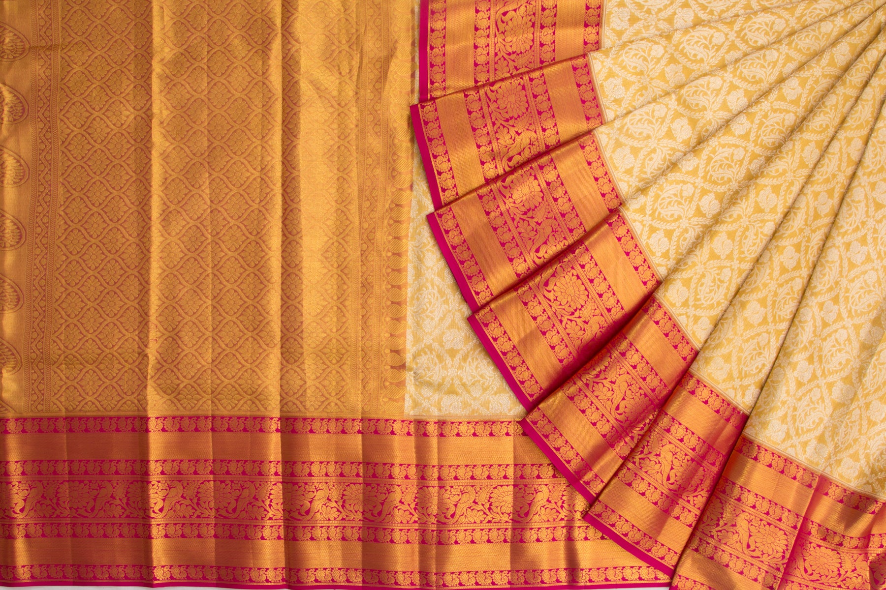 Kanchipuram Silk Tissue Brocade Gold Saree