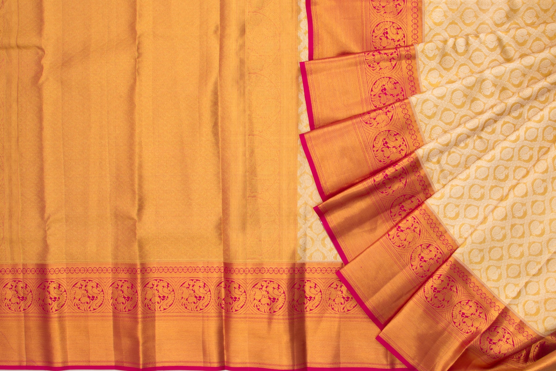 Kanchipuram Silk Tissue Brocade Gold Saree