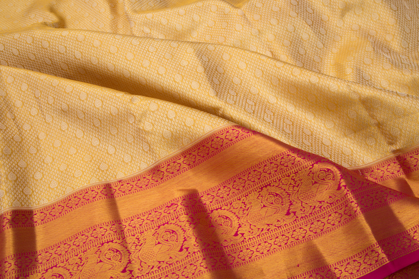 Kanchipuram Silk Tissue Brocade Gold Saree