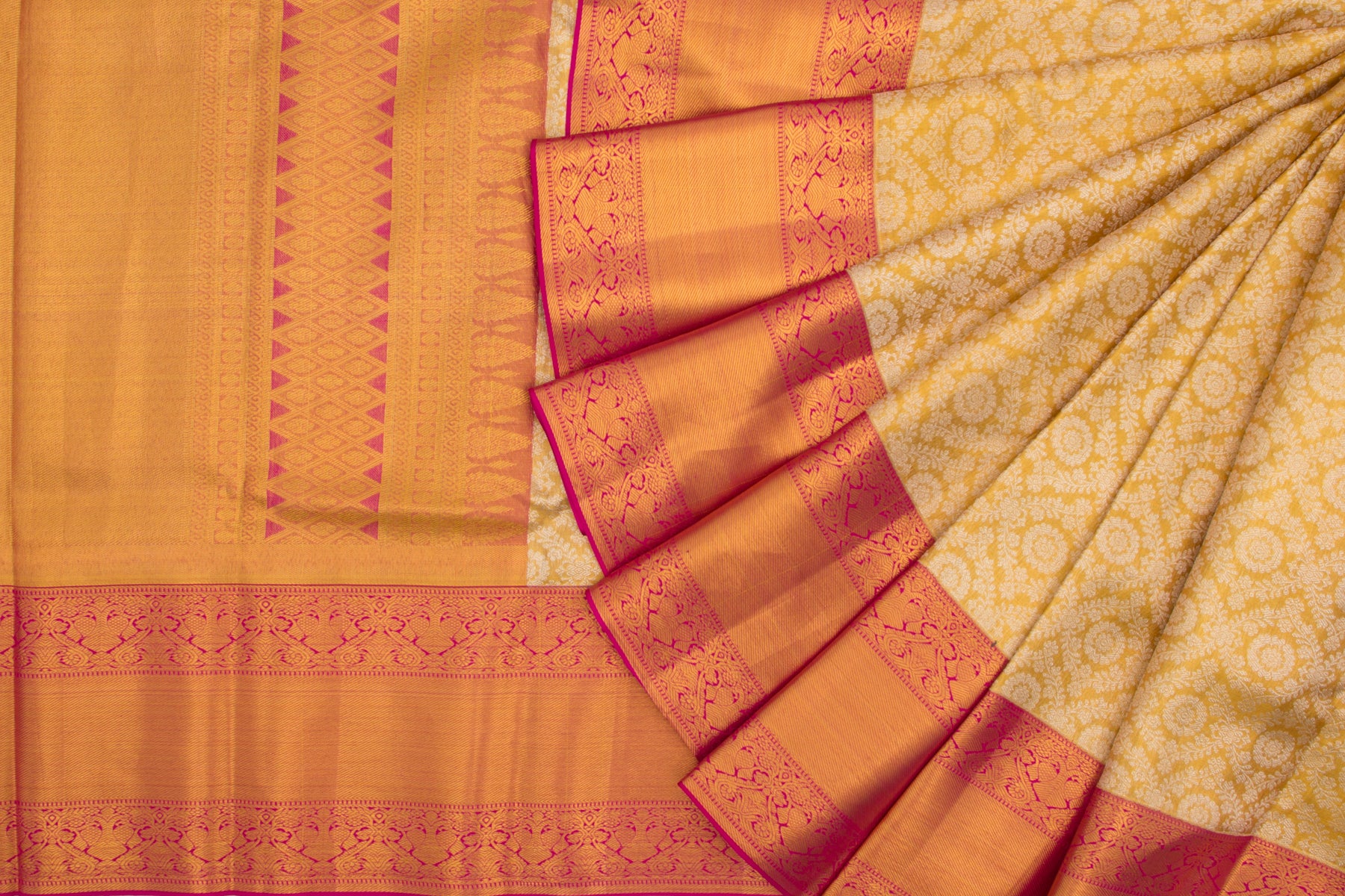 Kanchipuram Silk Tissue Brocade Gold Saree