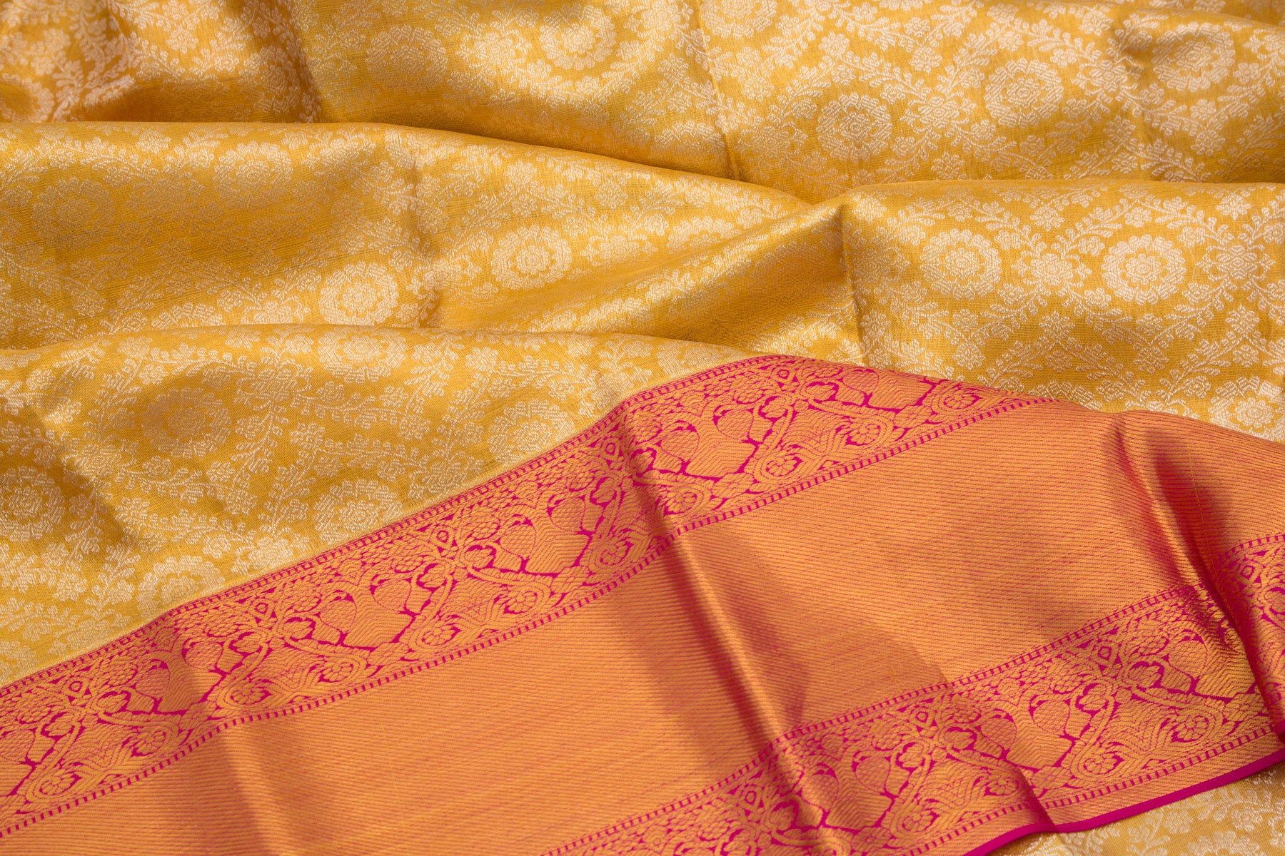 Kanchipuram Silk Tissue Brocade Gold Saree