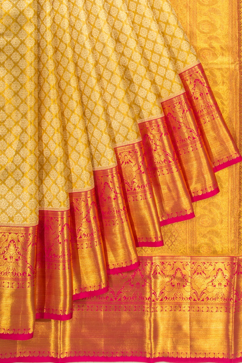Kanchipuram Silk Tissue Brocade Gold Saree