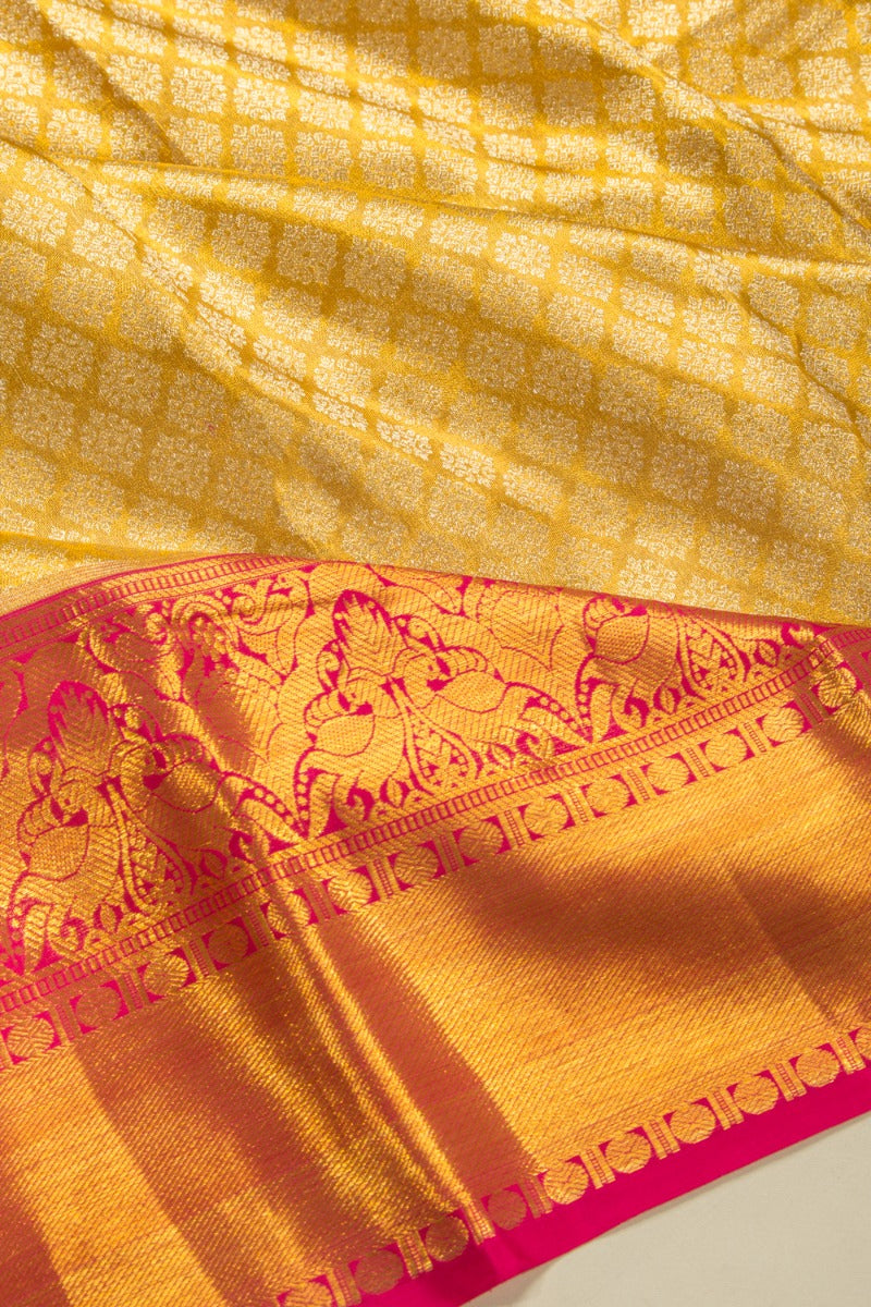 Kanchipuram Silk Tissue Brocade Gold Saree
