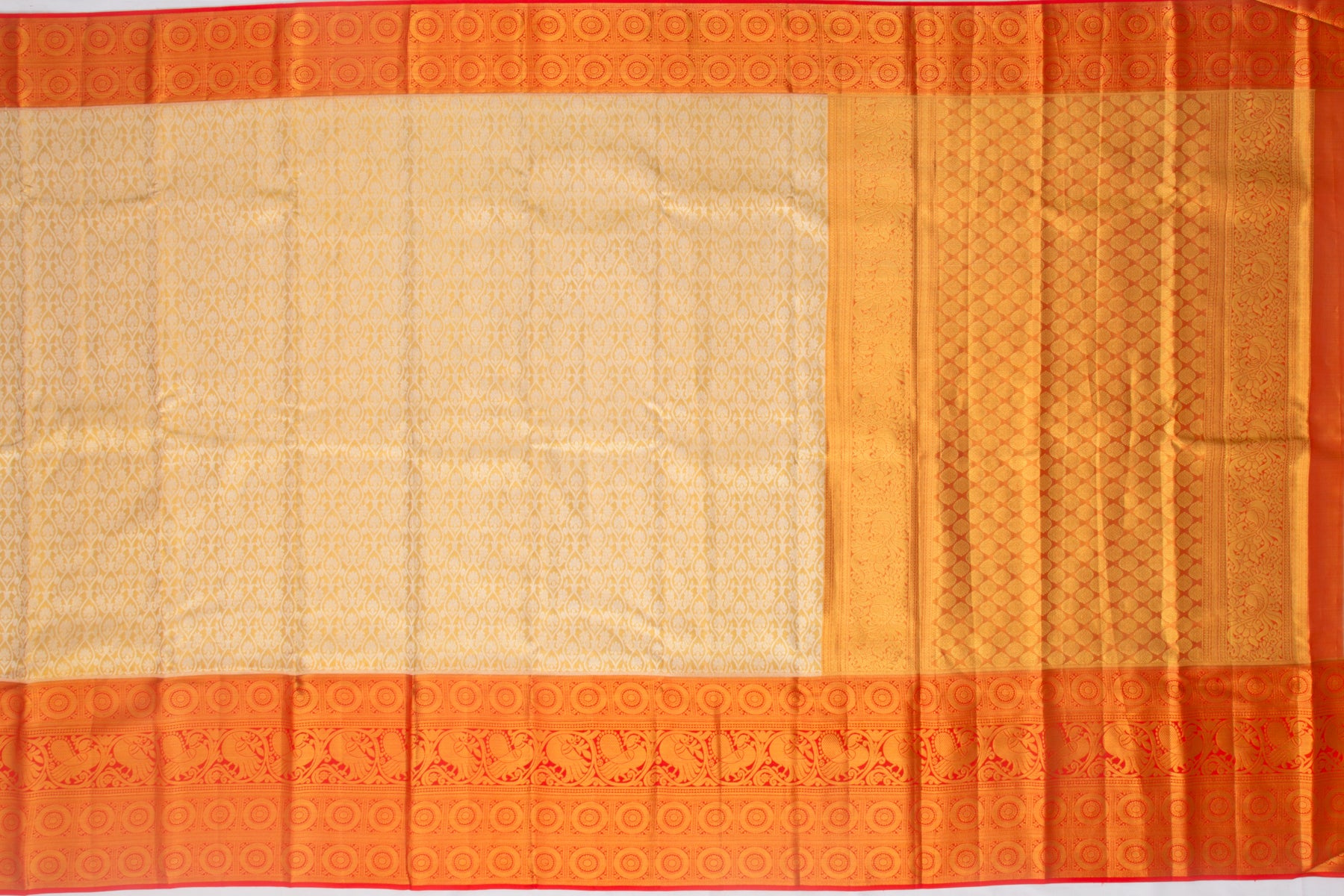 Kanchipuram Silk Tissue Jaal Gold Saree