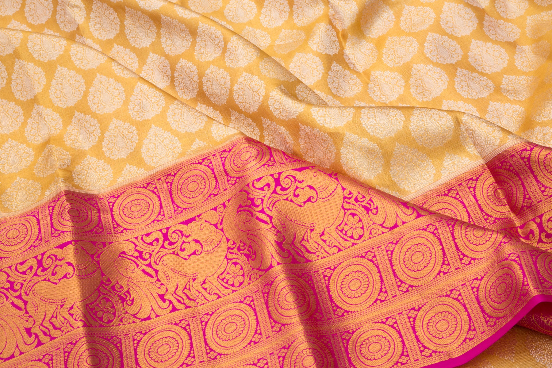 Kanchipuram Silk Tissue Brocade Gold Saree