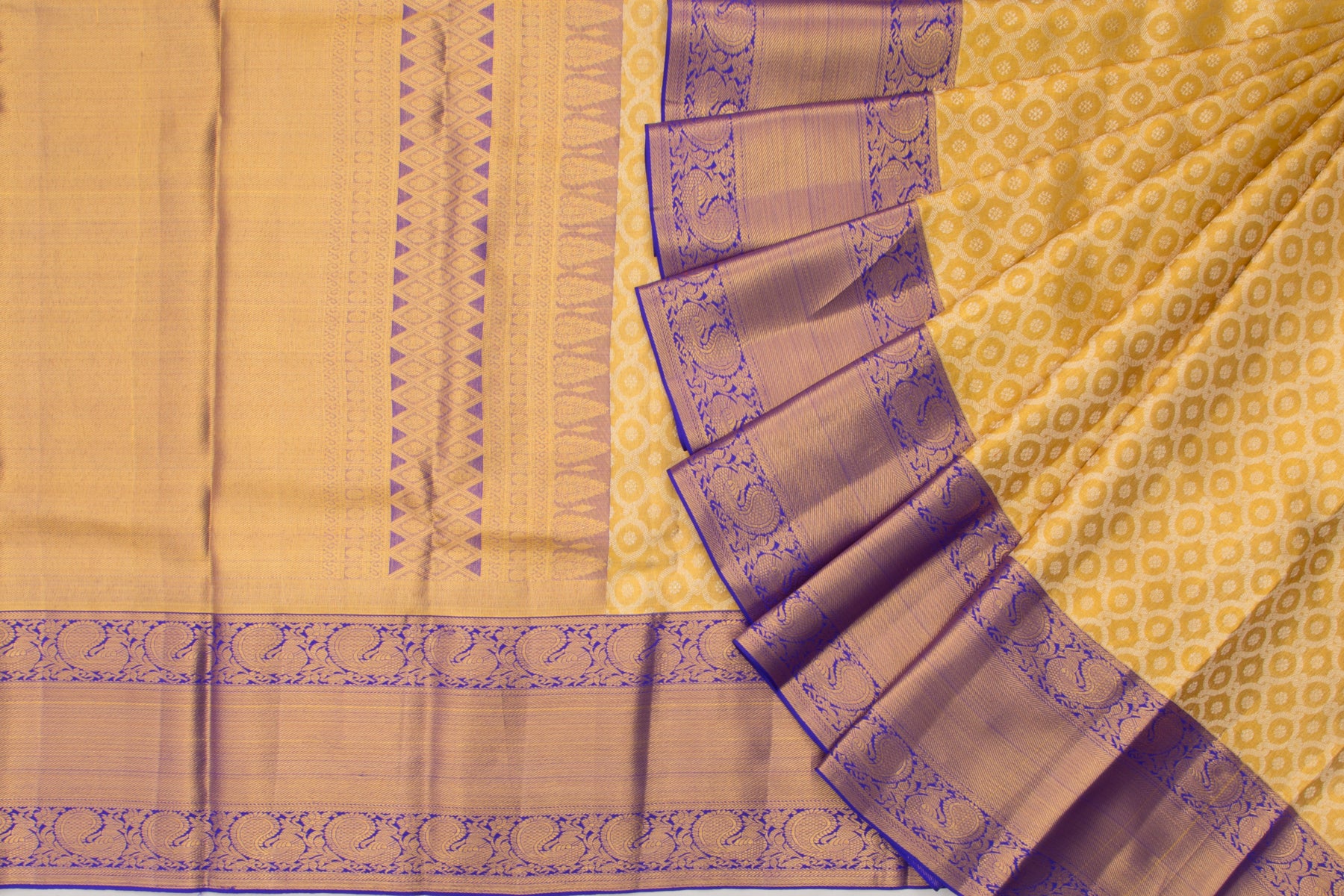 Kanchipuram Silk Tissue Brocade Gold Saree