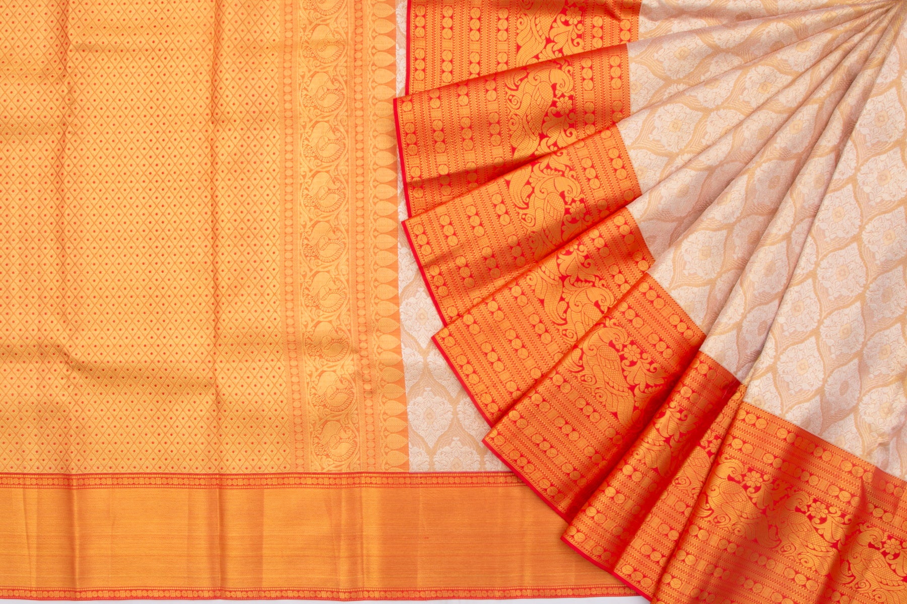 Kanchipuram Silk Tissue Brocade Gold Saree