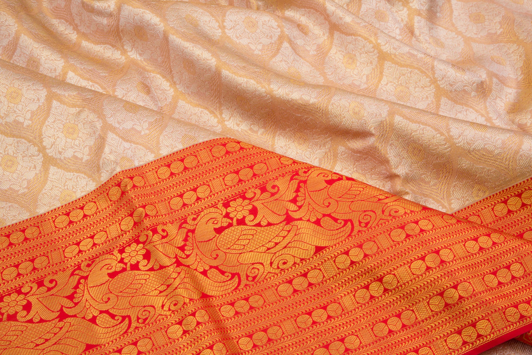 Kanchipuram Silk Tissue Brocade Gold Saree