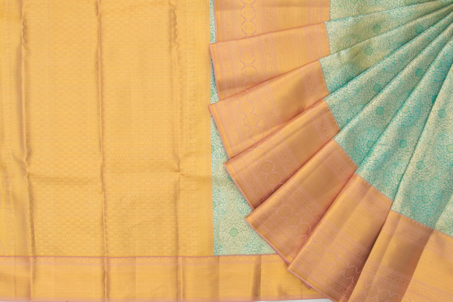 Kanchipuram Silk Tissue Jaal Blue Saree