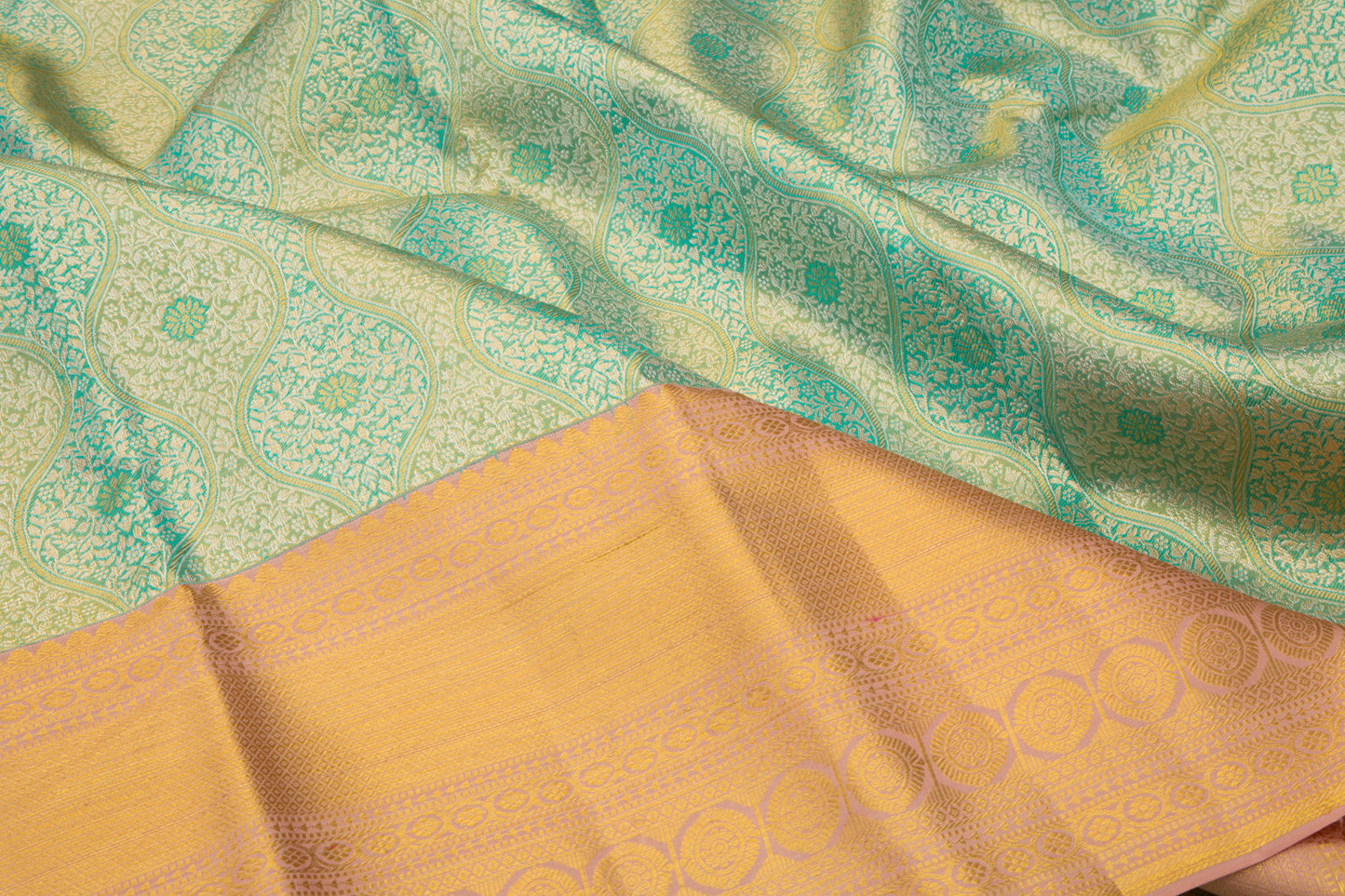 Kanchipuram Silk Tissue Jaal Blue Saree