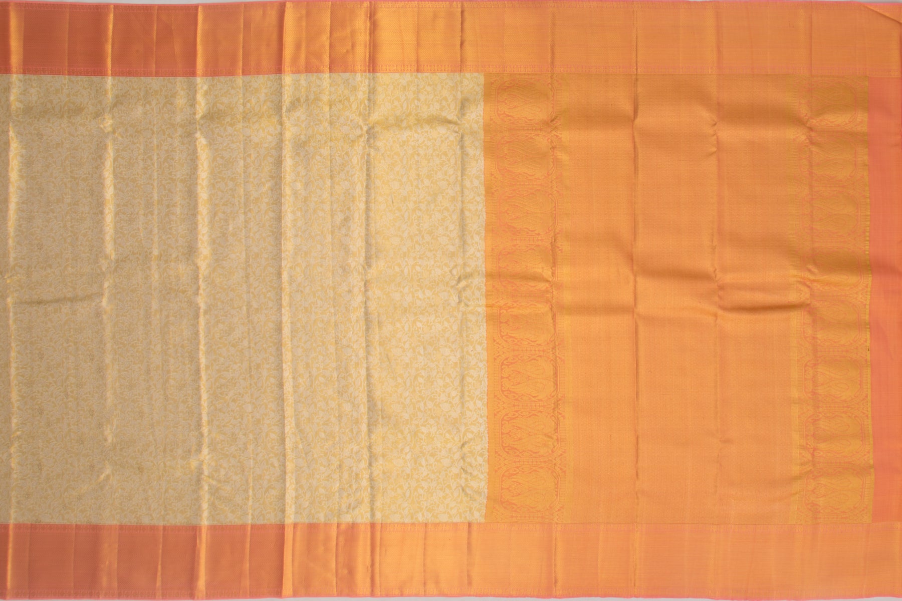 Kanchipuram Silk Tissue Jaal Gold Saree