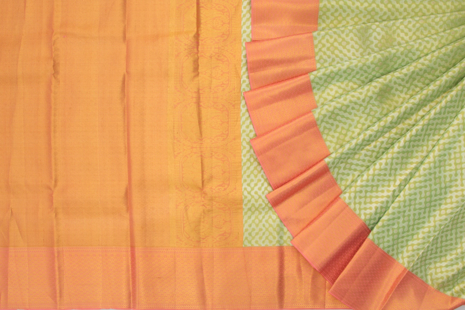Kanchipuram Silk Tissue Brocade Green Saree