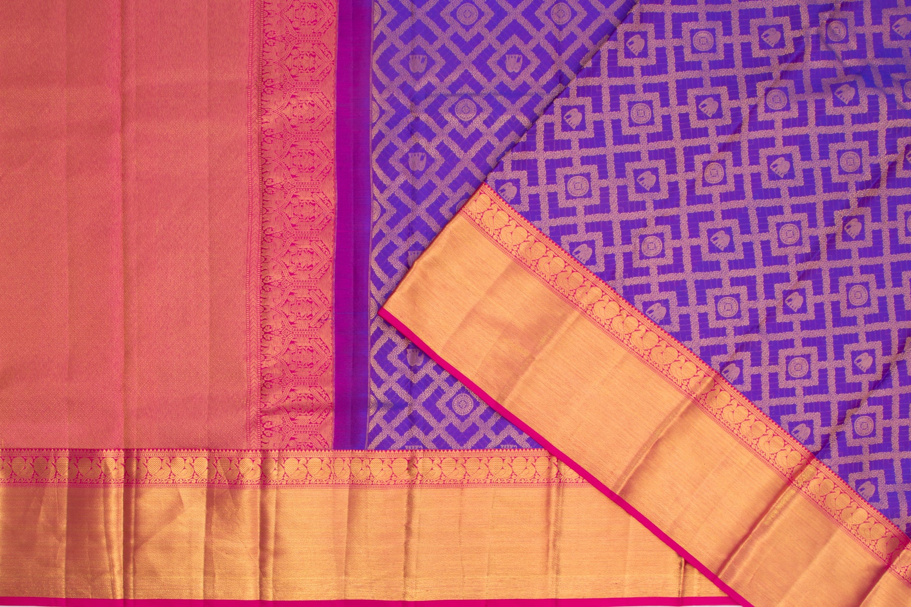 Kanchipuram Silk Brocade Violet Saree