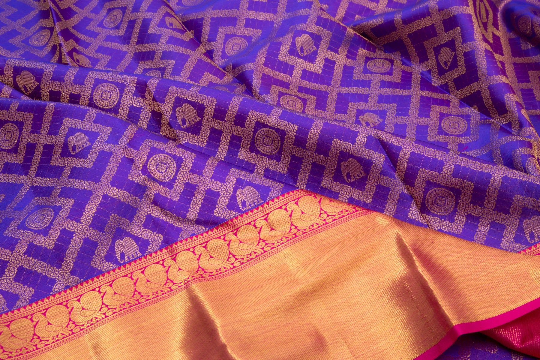 Kanchipuram Silk Brocade Violet Saree