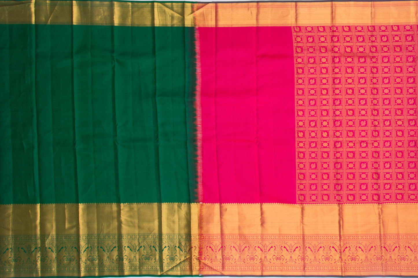 Kanchipuram Silk Checks And Butta Pink Saree