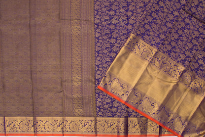 Kanchipuram Silk Brocade Dark Blue Saree/5077245_2.jpg