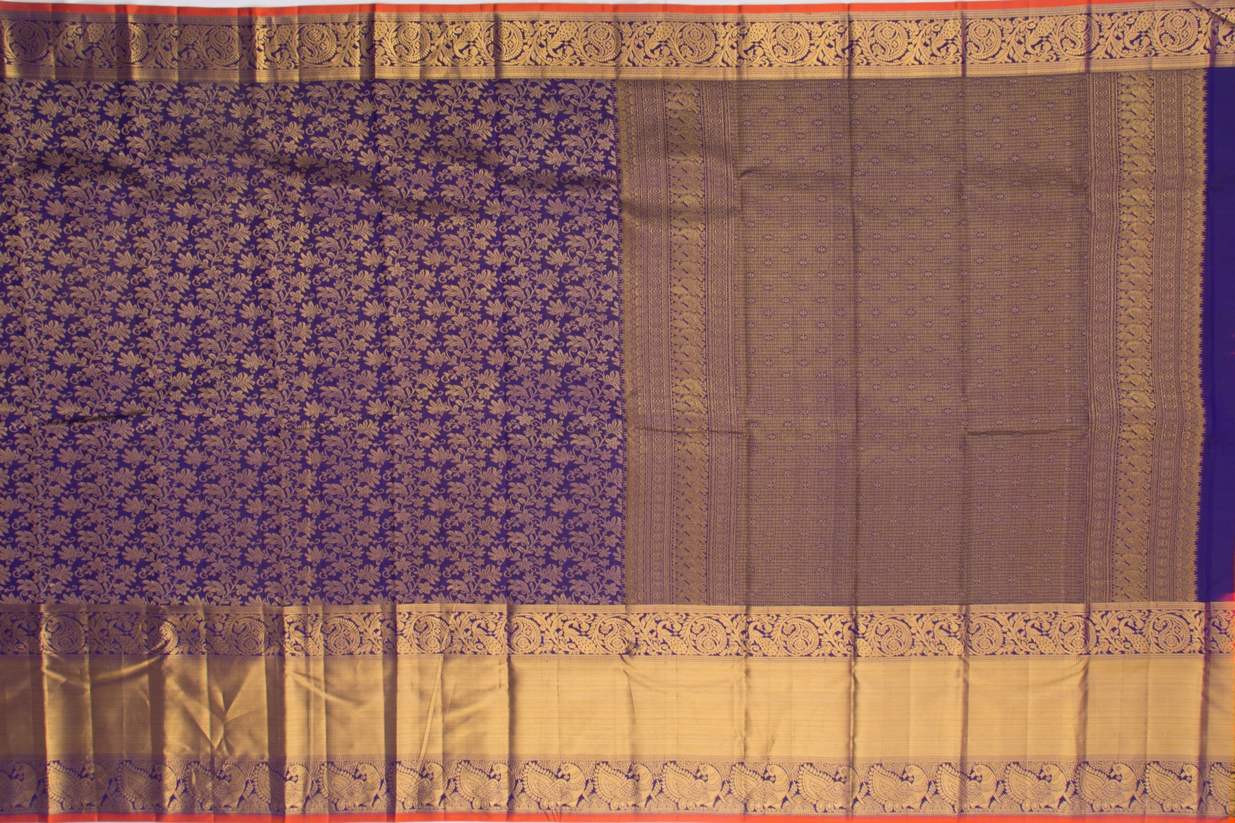 Kanchipuram Silk Brocade Dark Blue Saree