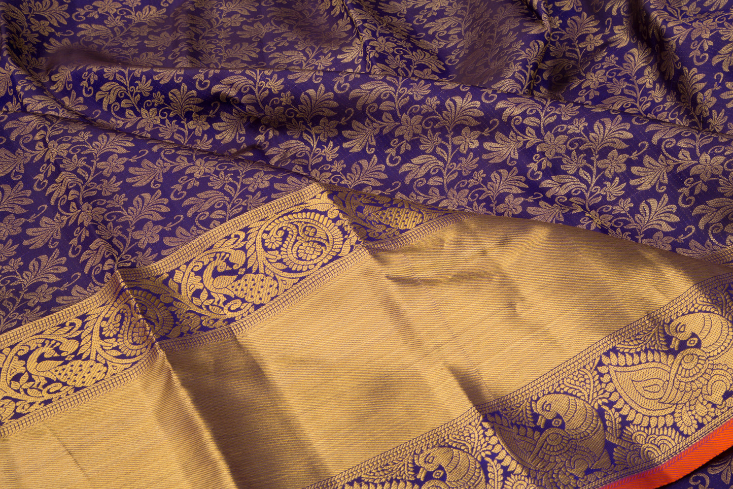 Kanchipuram Silk Brocade Dark Blue Saree