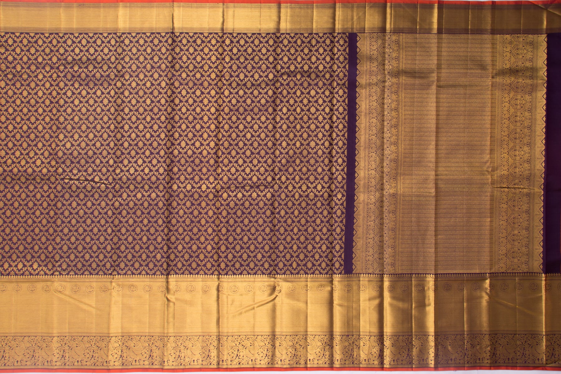 Kanchipuram Silk Jaal Plum Purple Saree