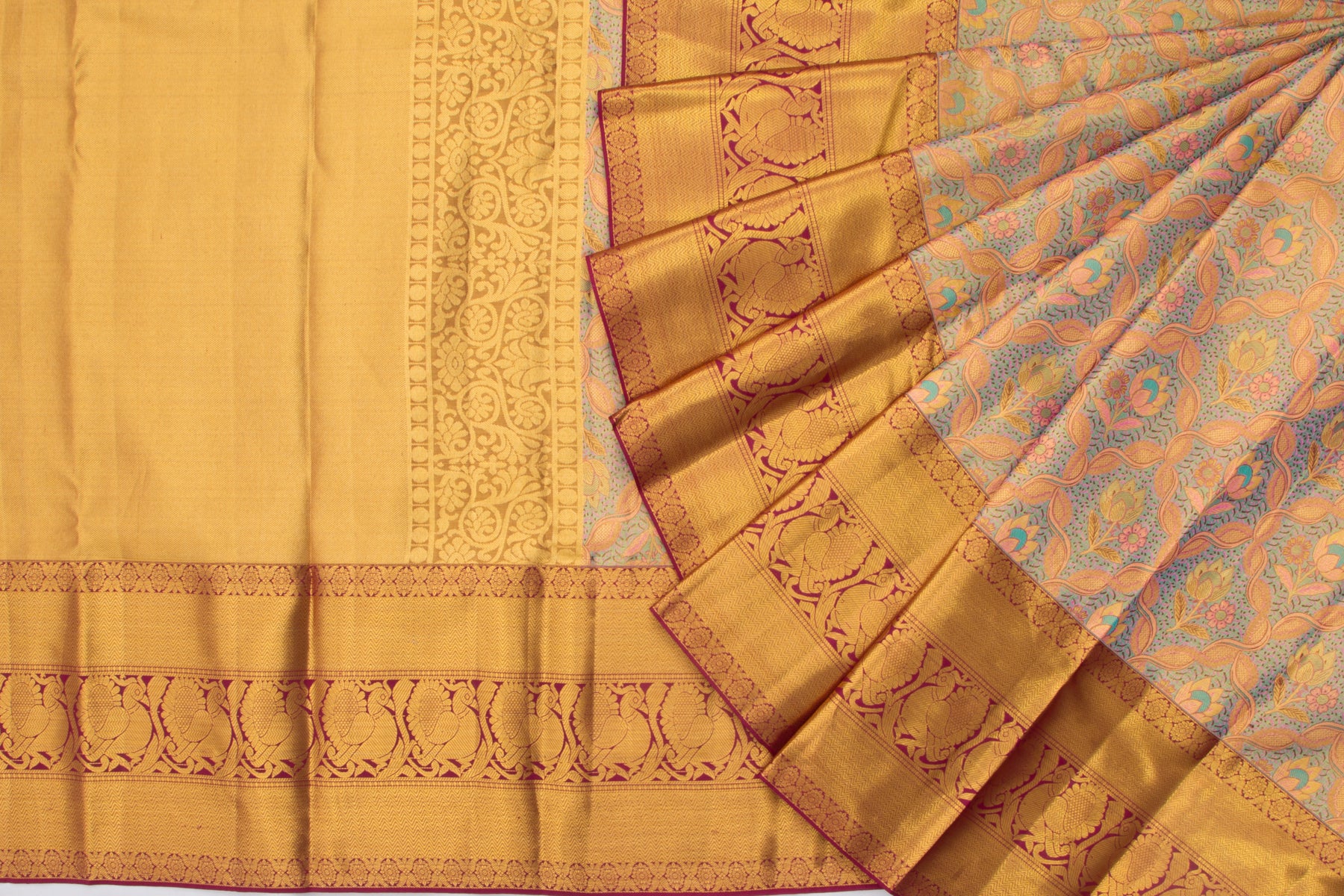 Kanchipuram Silk Tissue Jaal Blue Saree