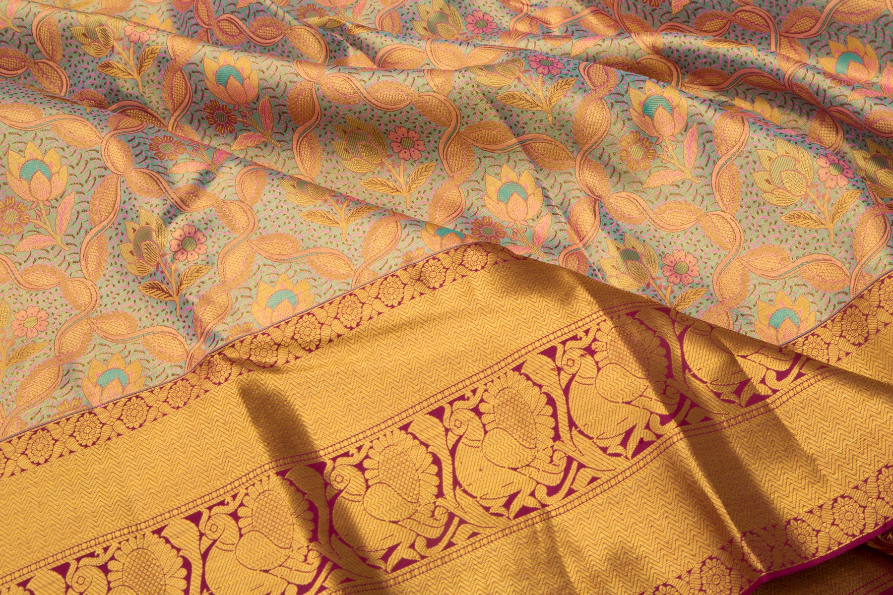 Kanchipuram Silk Tissue Jaal Blue Saree