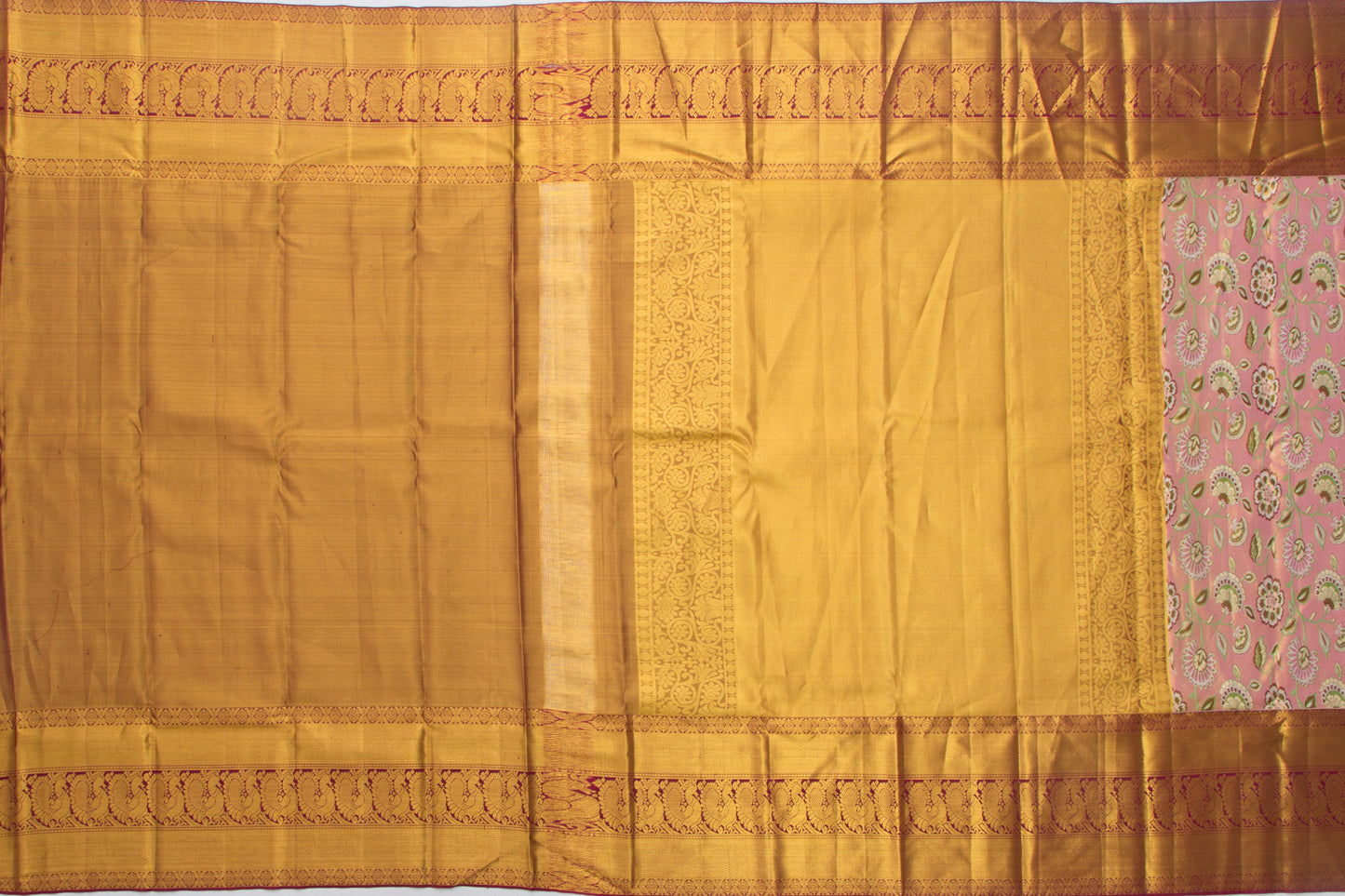 Kanchipuram Silk Tissue Brocade Pink Saree