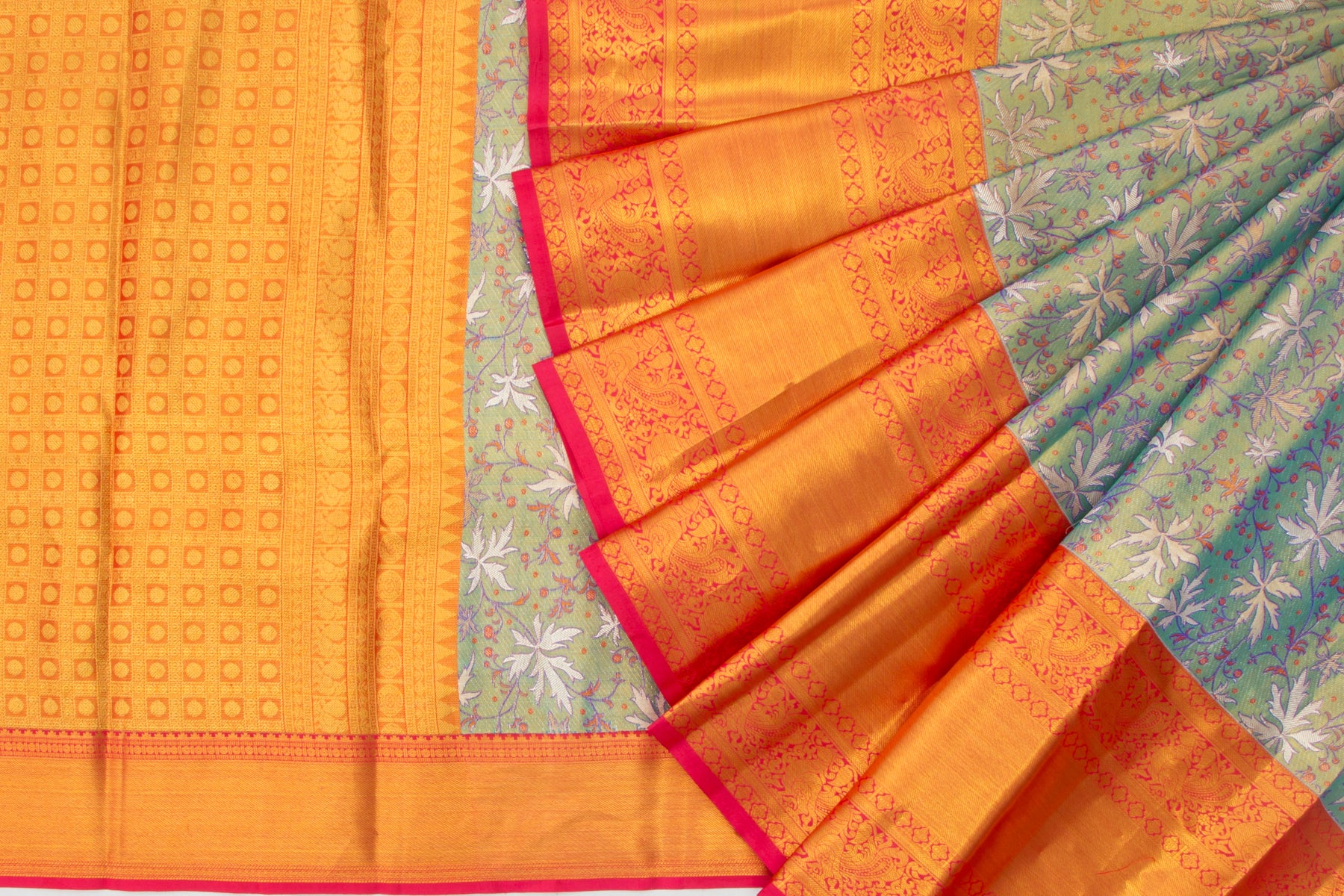 Kanchipuram Silk Tissue Jaal Blue Saree