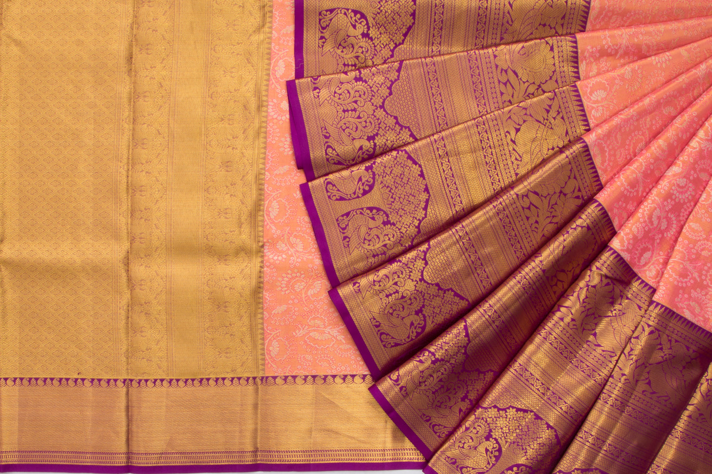 Kanchipuram Silk Tissue Brocade Peach Saree/5077272_2.jpg