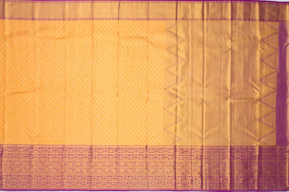 Kanchipuram Silk Tissue Criss-Cross Checks And Butta Orange Saree