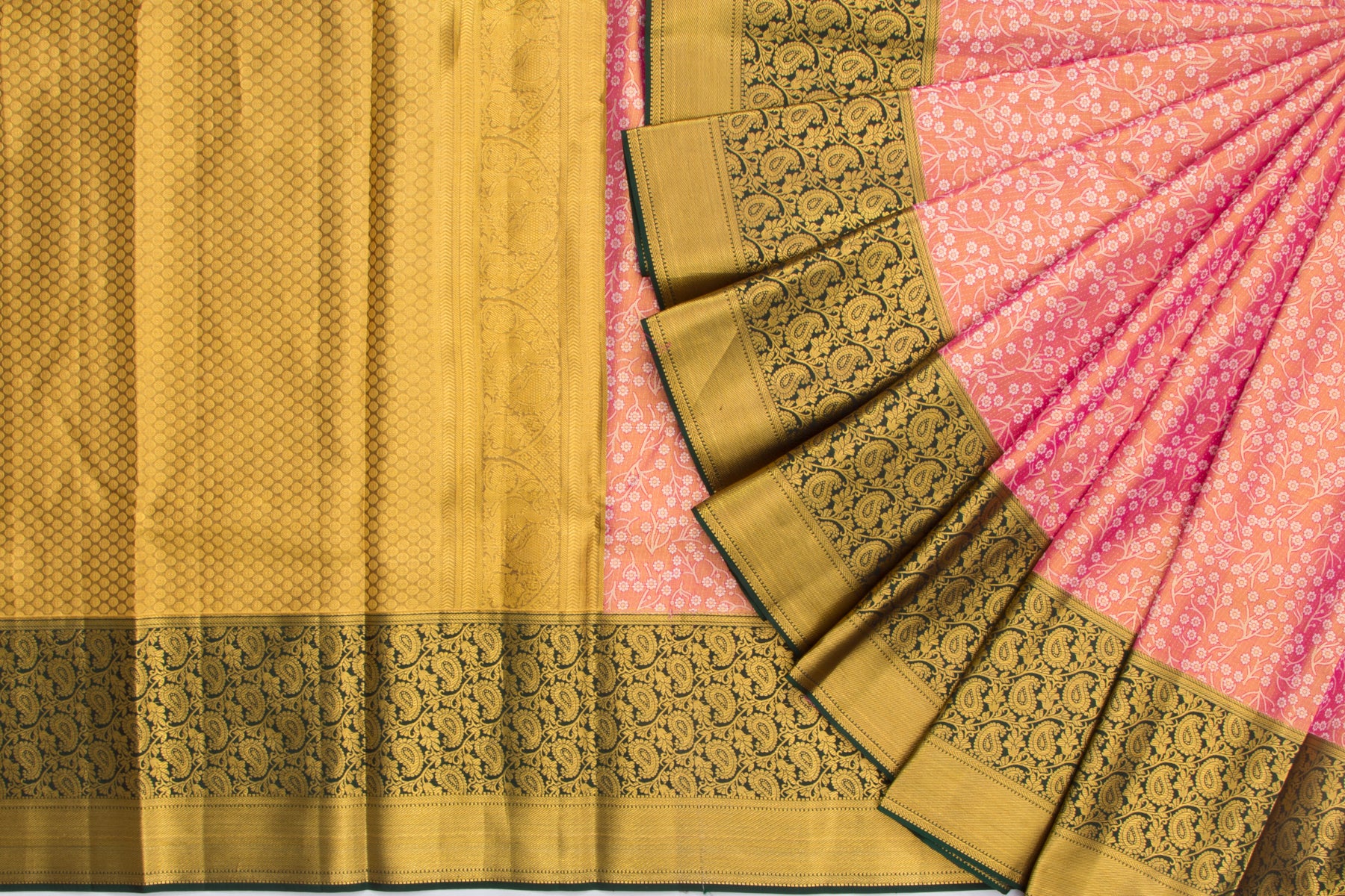 Kanchipuram Silk Tissue Brocade Pink Saree