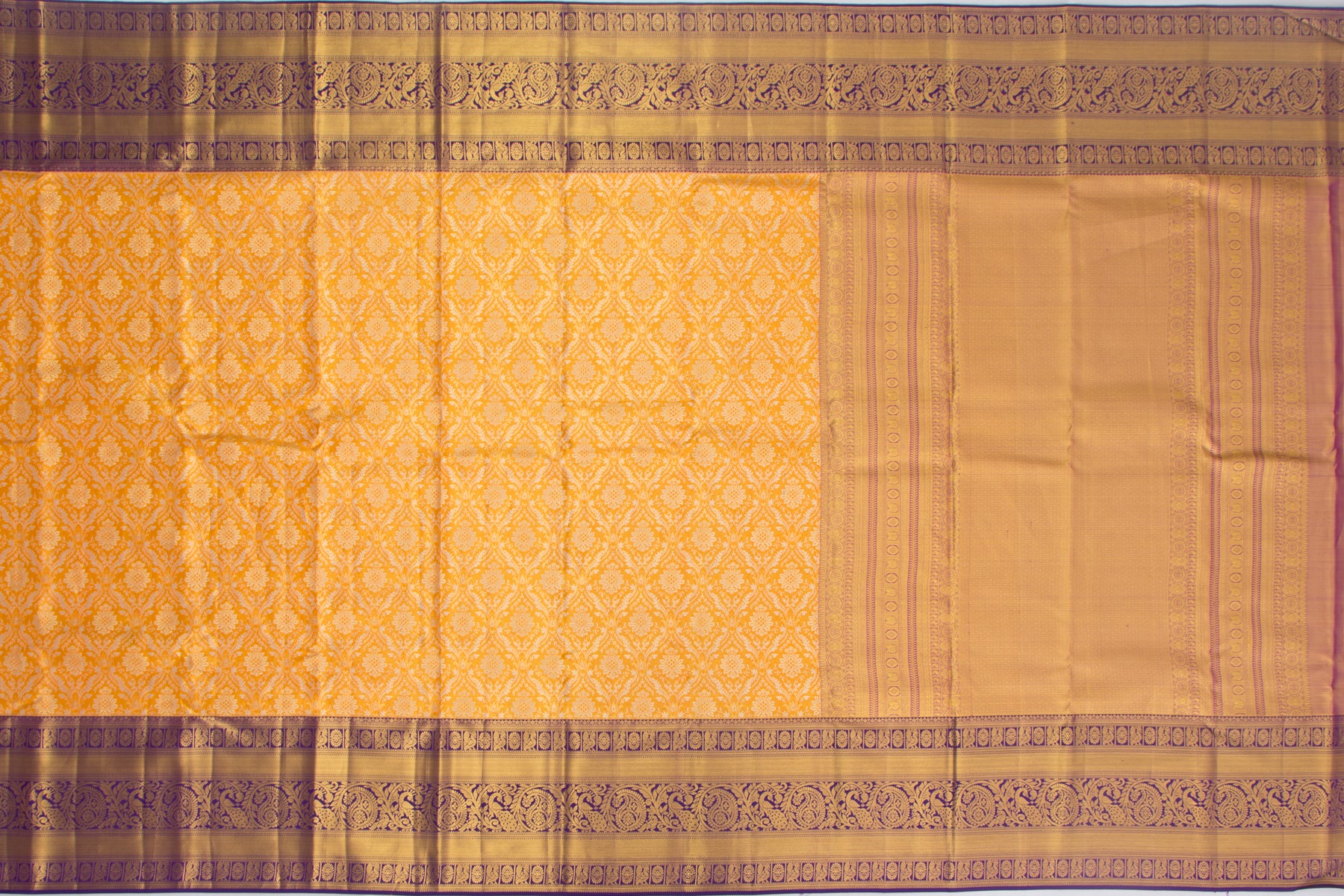 Kanchipuram Silk Tissue Brocade Orange Saree