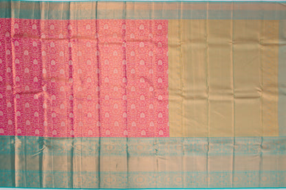 Kanchipuram Silk Tissue Jaal Pink Saree