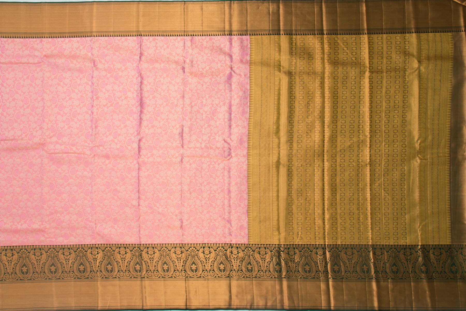 Kanchipuram Silk Tissue Jaal Pink Saree
