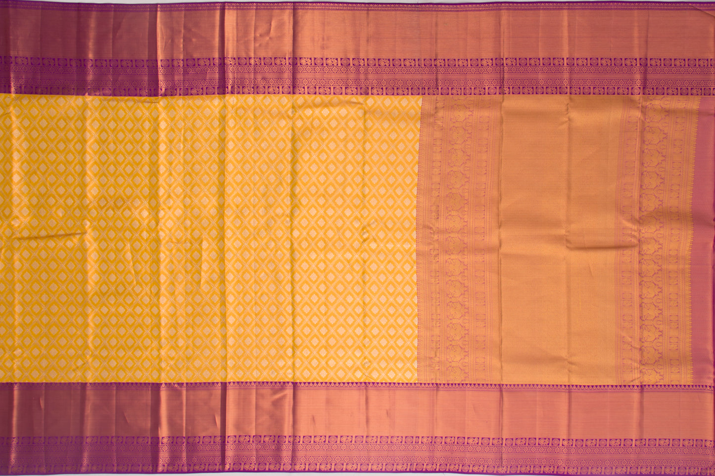 Kanchipuram Silk Tissue Brocade Yellow Saree