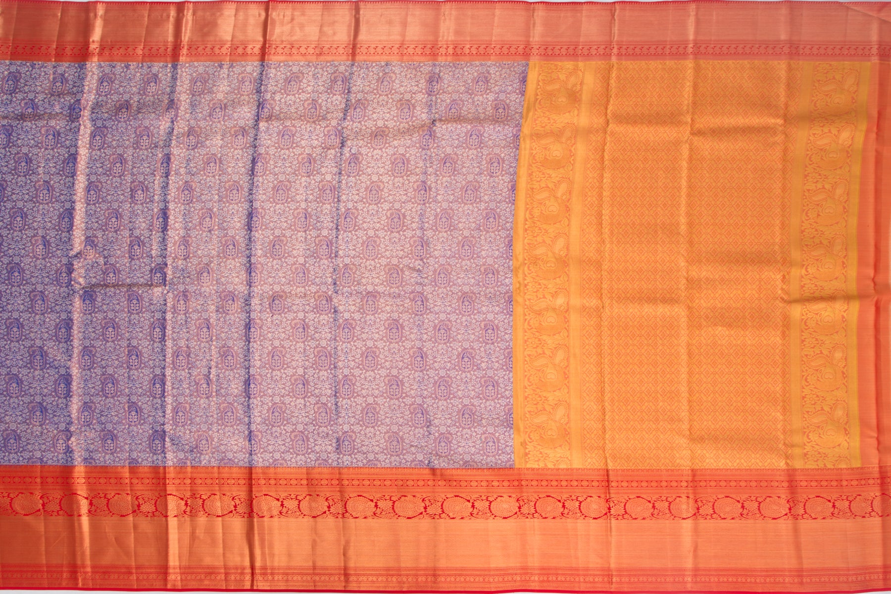 Kanchipuram Silk Tissue Jaal Purple Saree